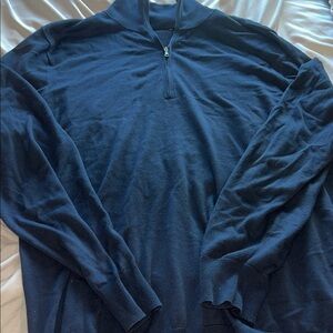 Brooks Brothers Merino Wool Men's Deep Blue Zip-Up Sweater